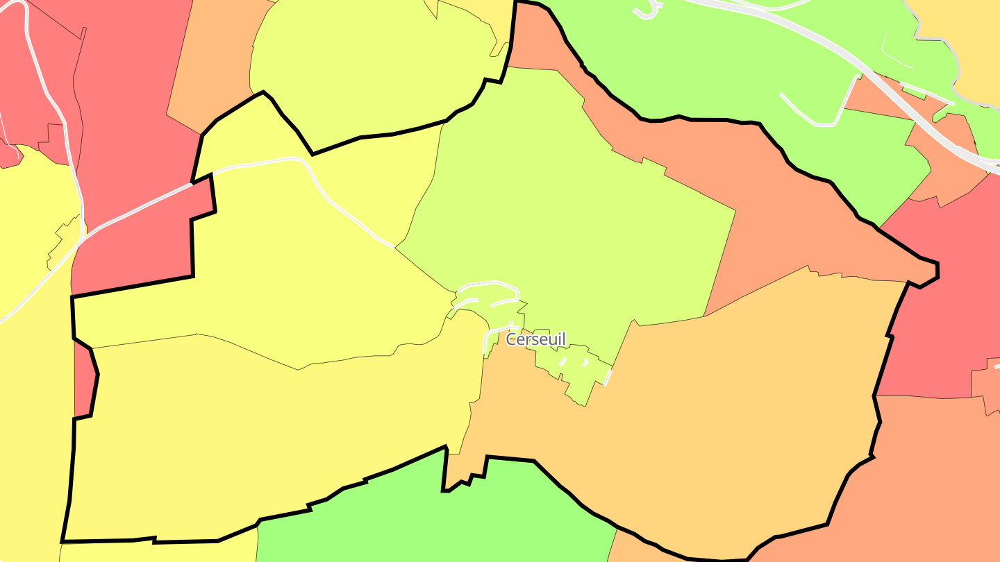 Carte des prix de l'immobilier Cerseuil