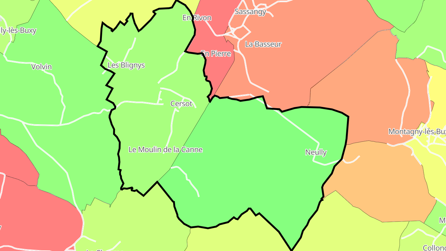 Carte des prix de l'immobilier Cersot