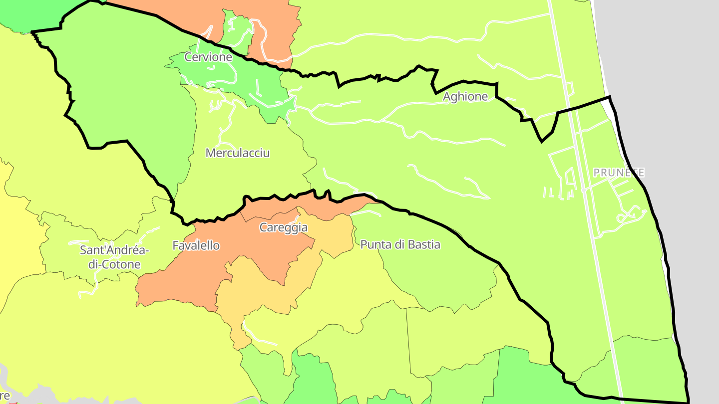 Carte des prix de l'immobilier Cervione