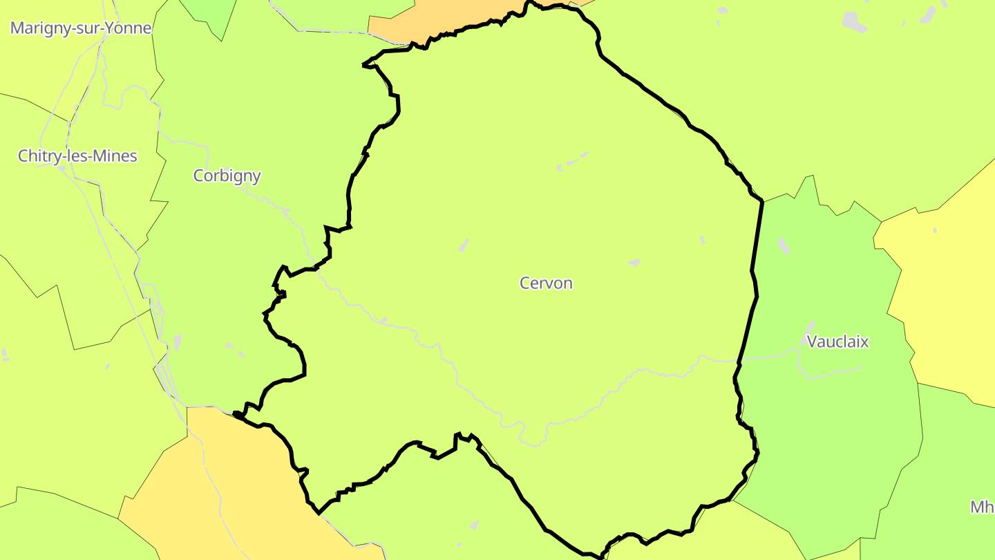 Carte des prix de l'immobilier Cervon