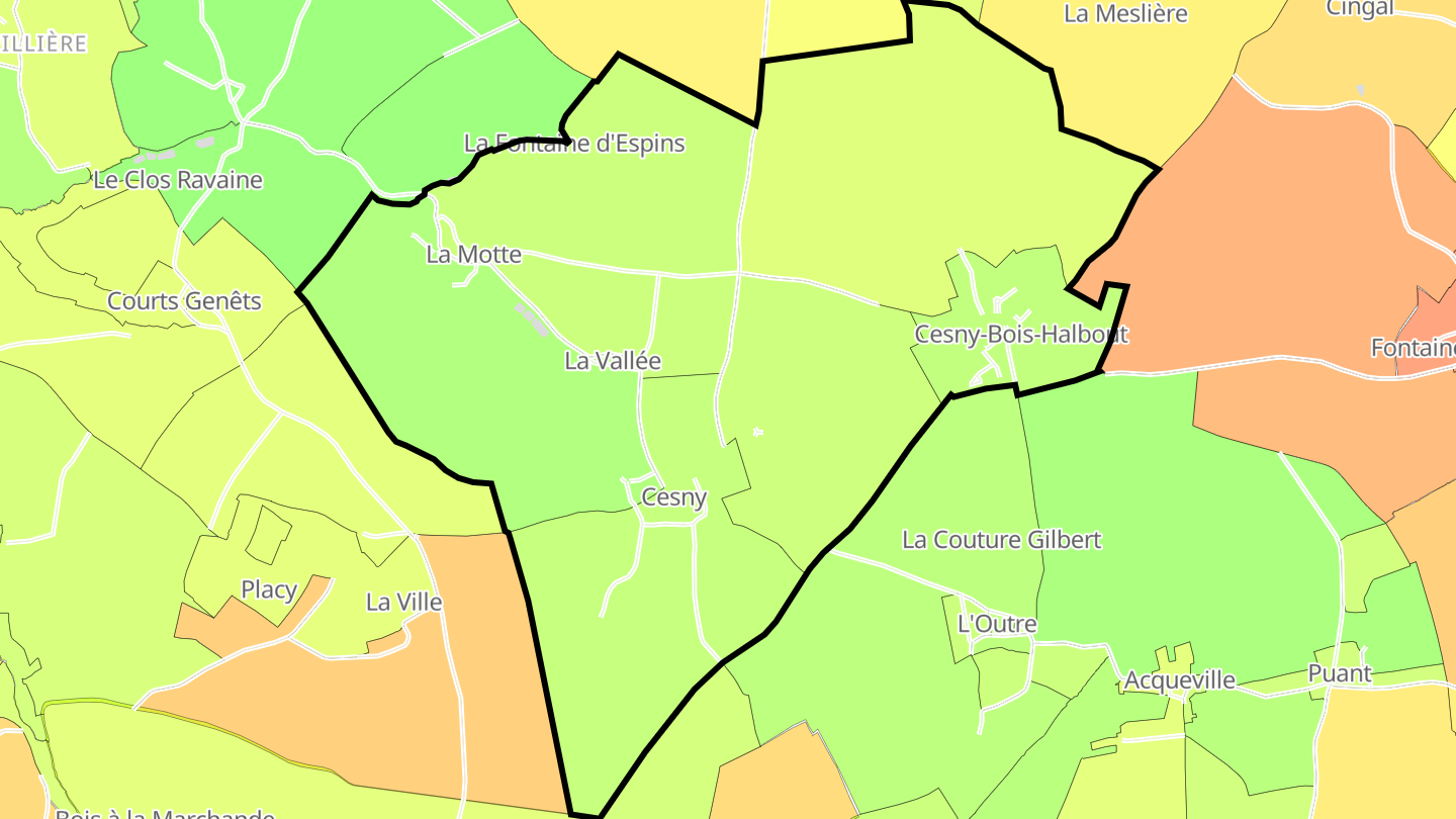 Carte des prix de l'immobilier Cesny-Bois-Halbout
