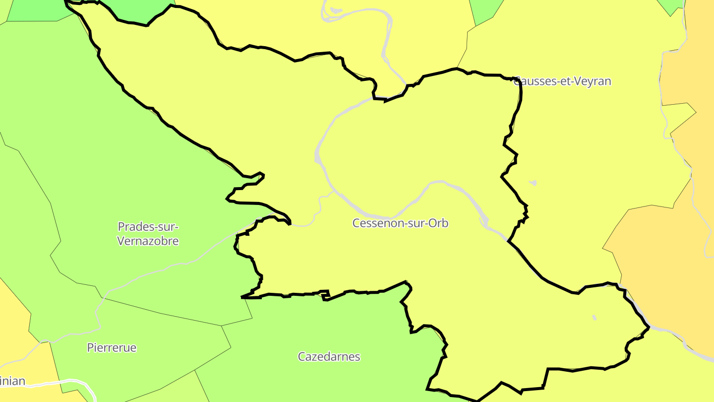 Carte des prix de l'immobilier Cessenon-sur-Orb
