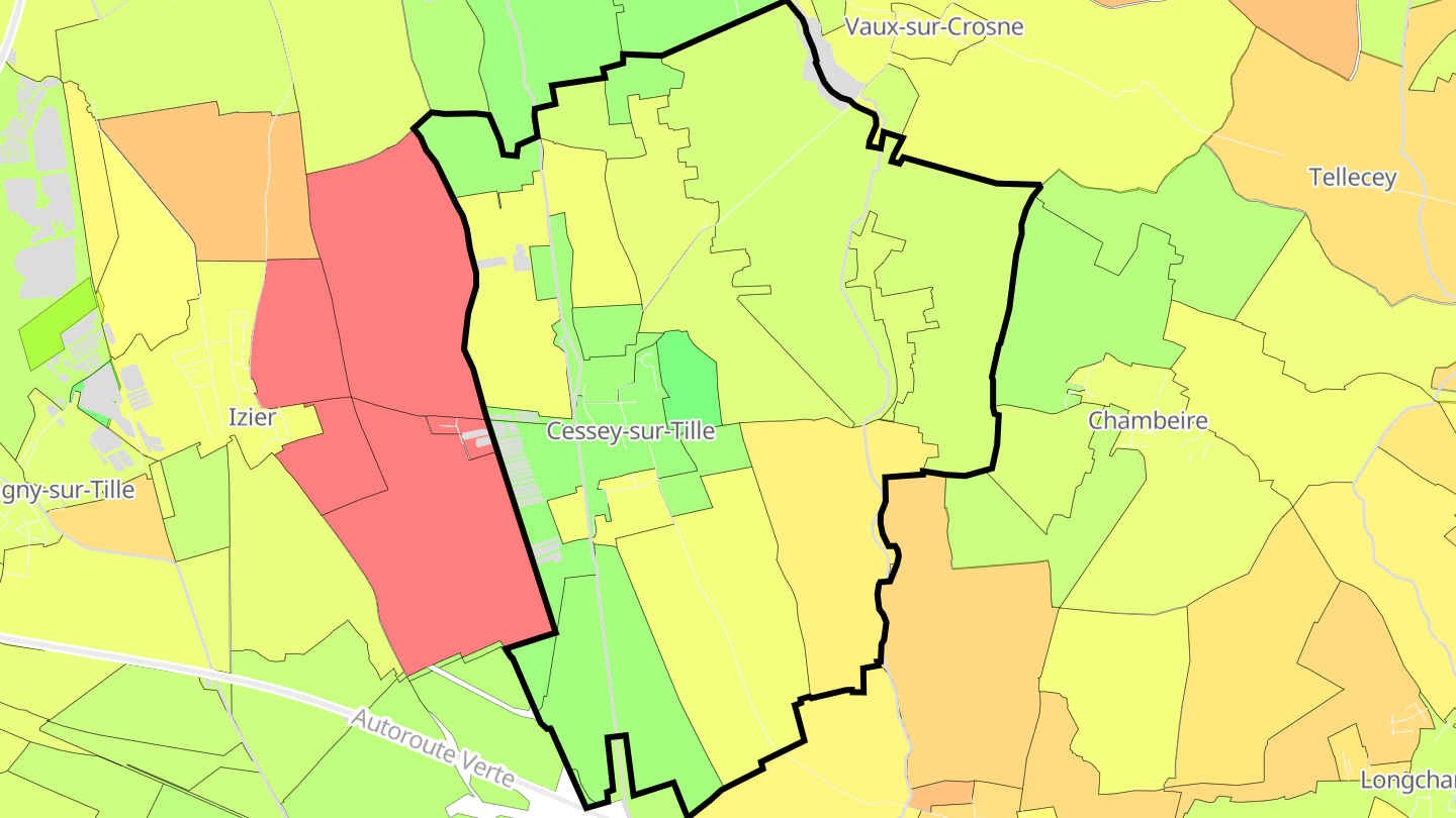 Carte des prix de l'immobilier Cessey-sur-Tille