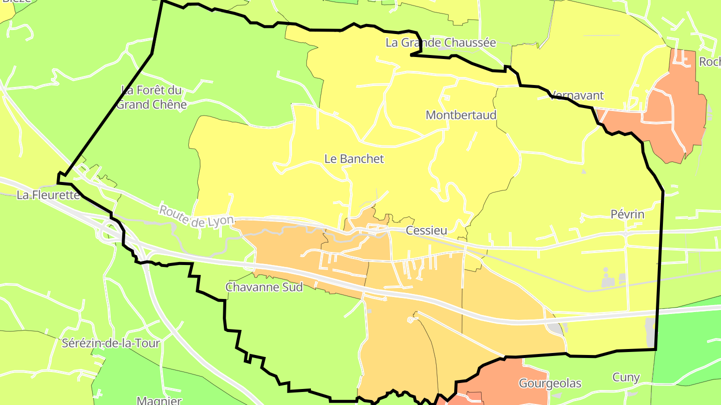 Carte des prix de l'immobilier Cessieu