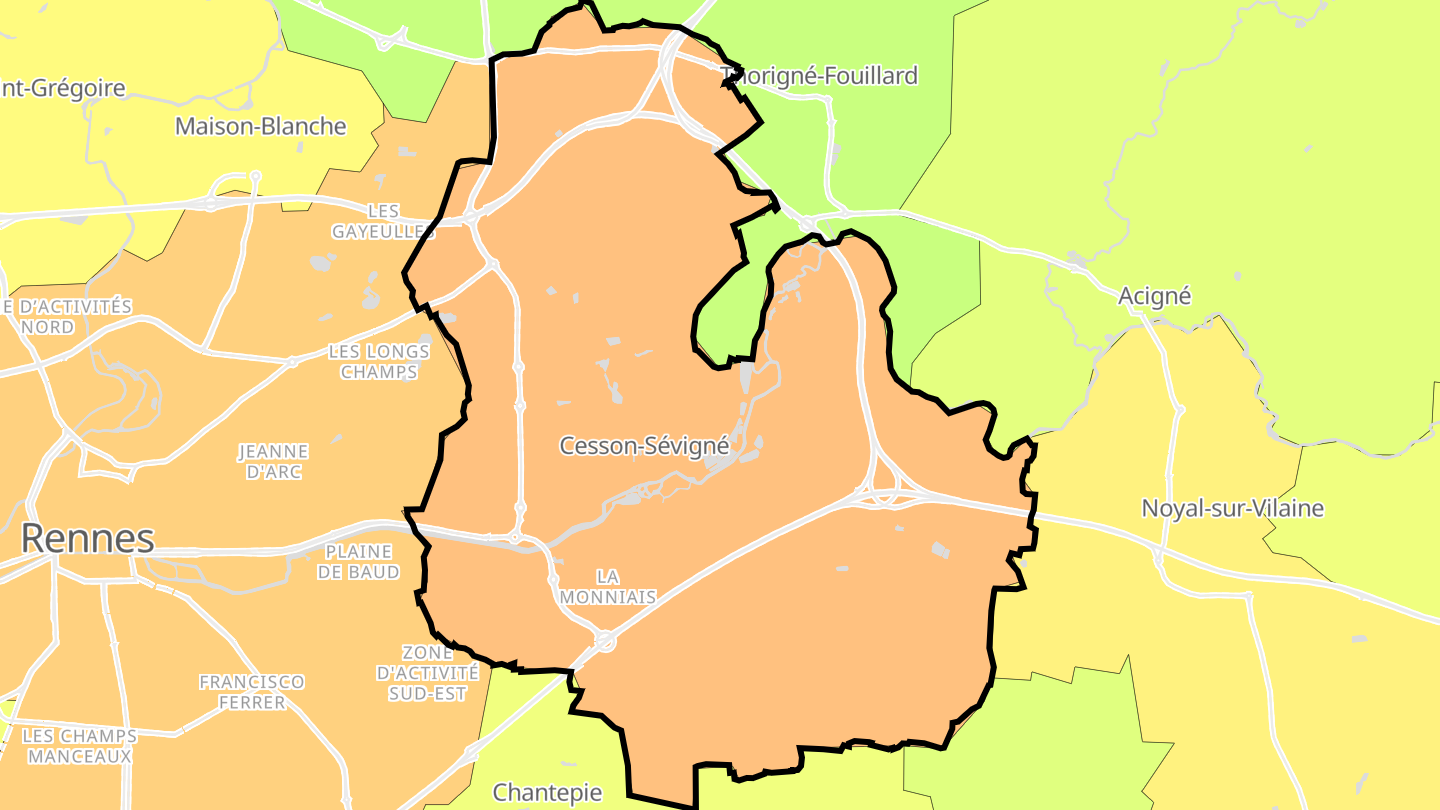 Carte des prix de l'immobilier Cesson-Sévigné