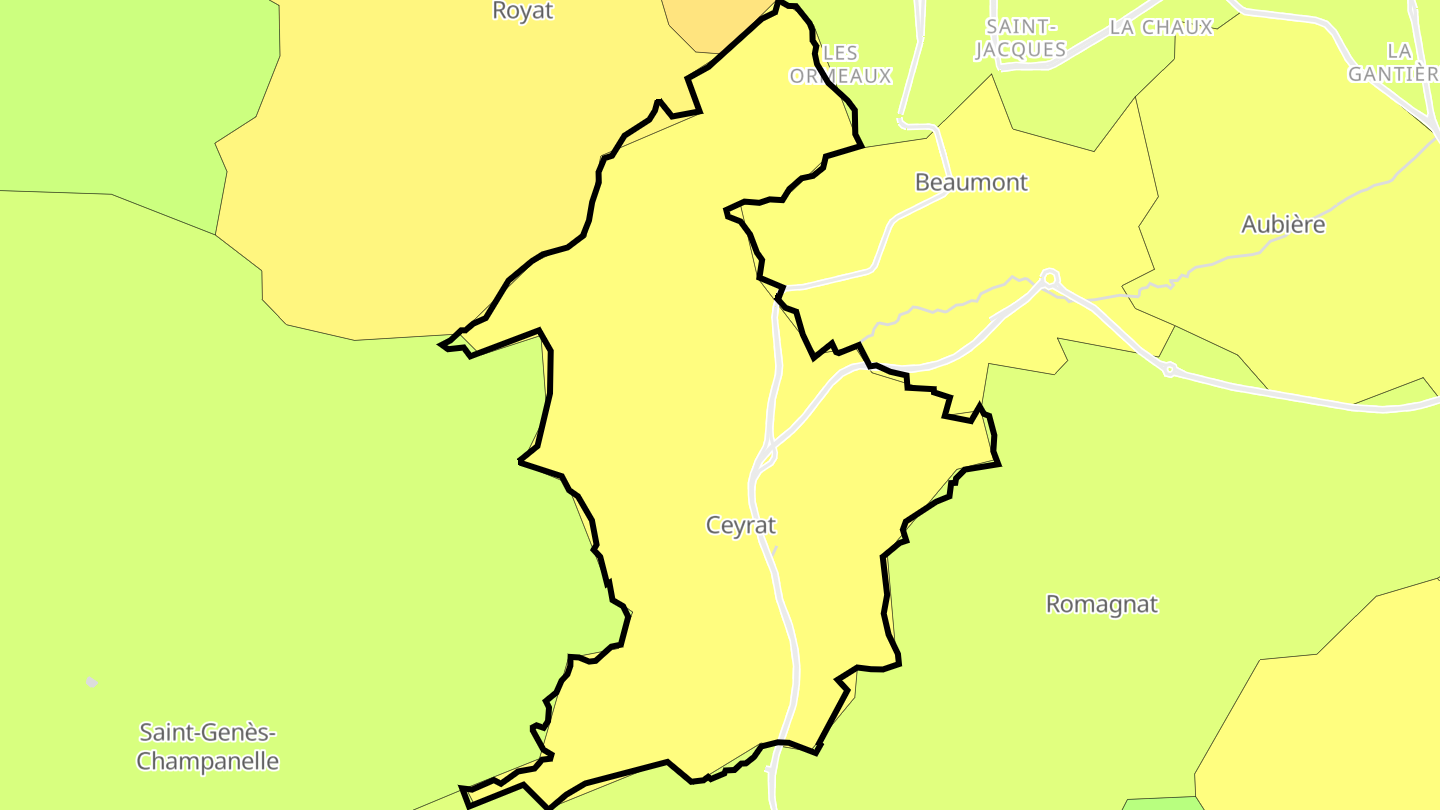 Carte des prix de l'immobilier Ceyrat