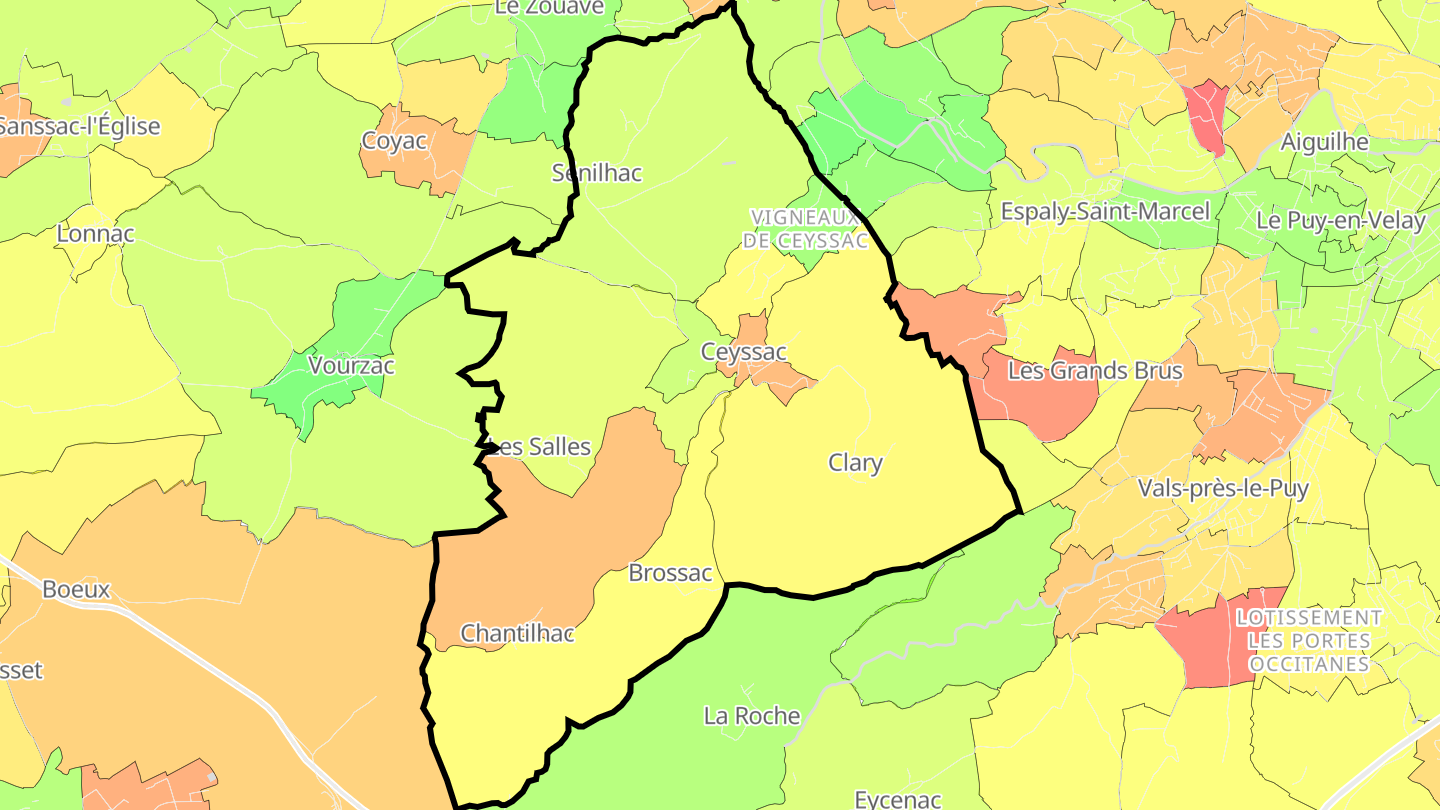Carte des prix de l'immobilier Ceyssac