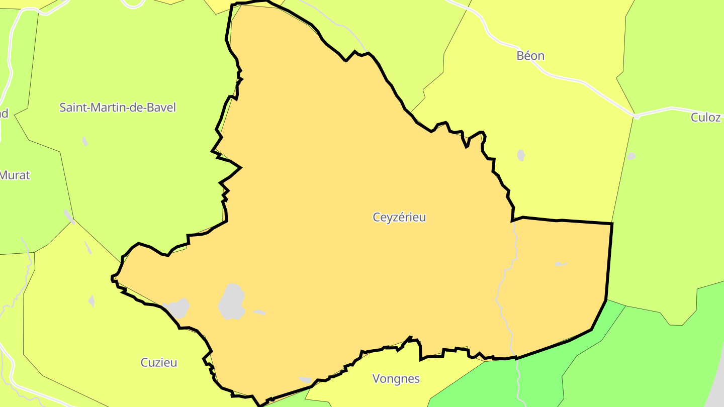 Carte des prix de l'immobilier Ceyzérieu