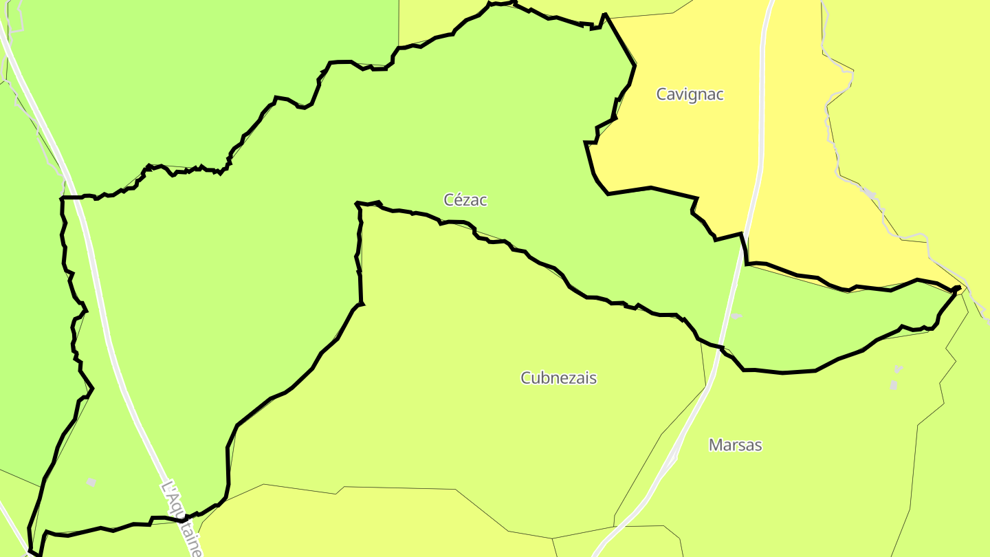 Carte des prix de l'immobilier Cézac