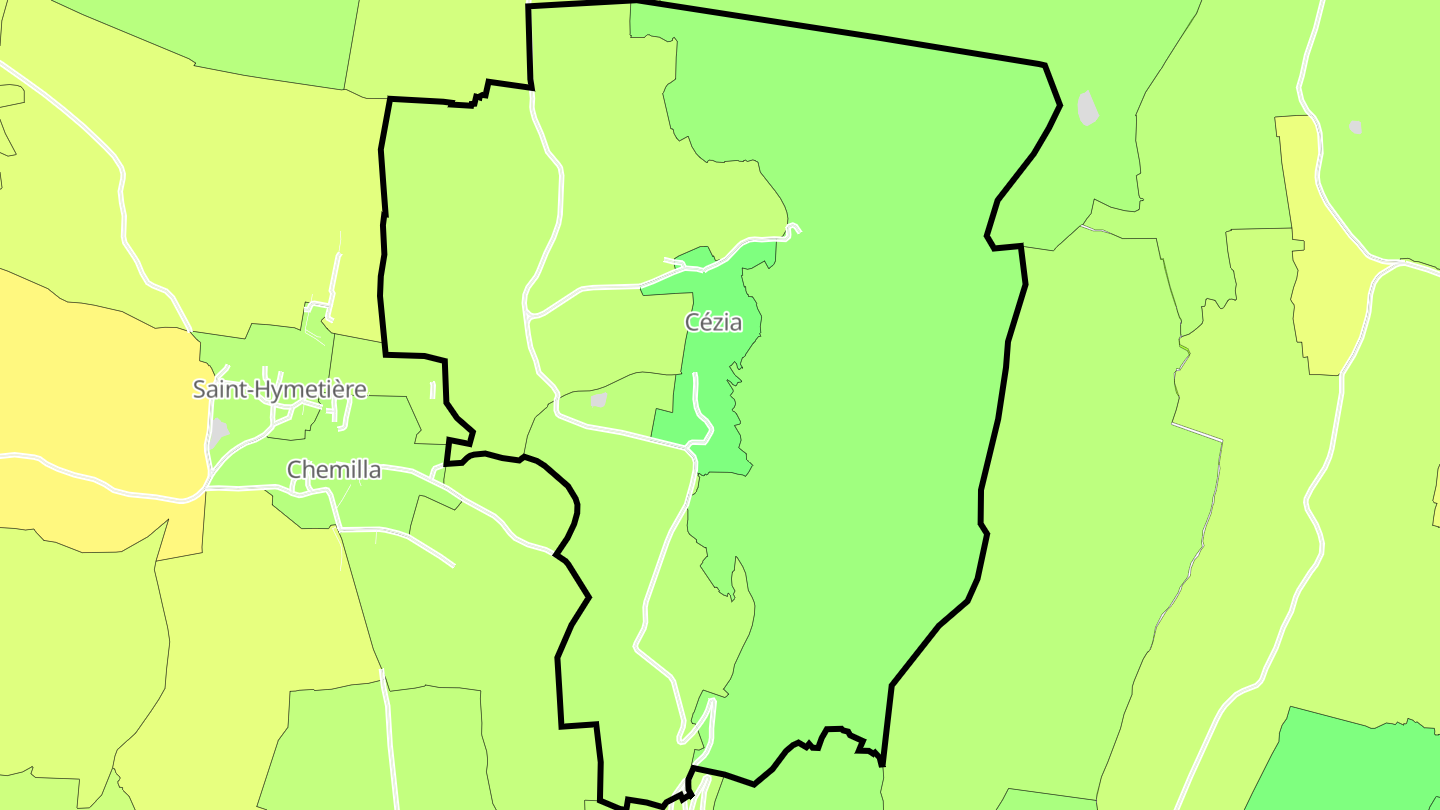 Carte des prix de l'immobilier Cézia