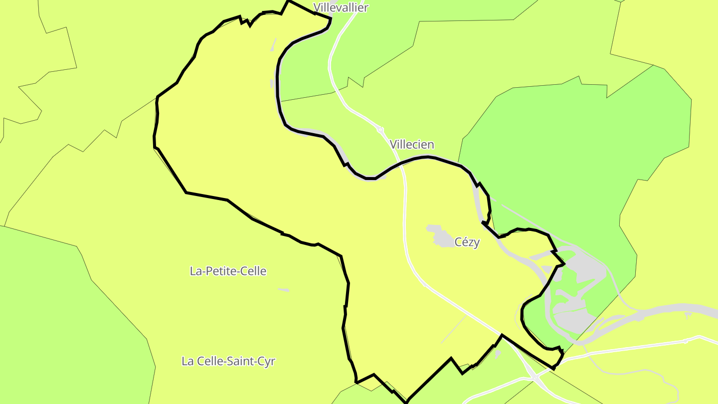 Carte des prix de l'immobilier Cézy