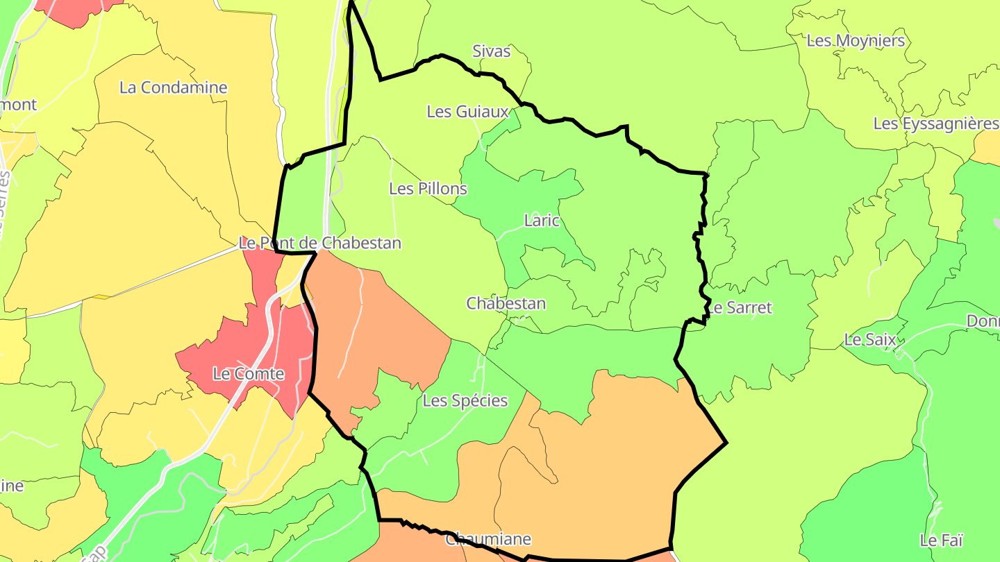 Carte des prix de l'immobilier Chabestan