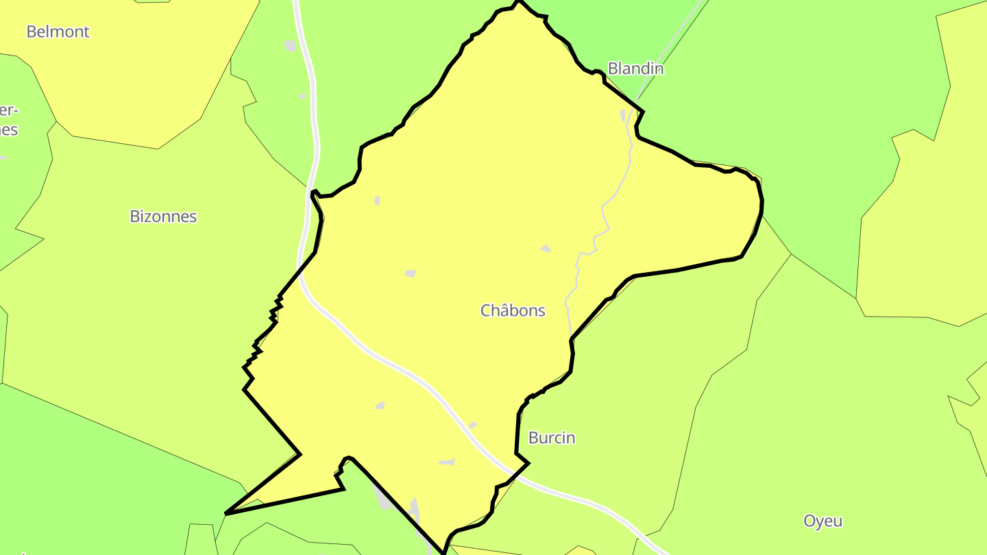 Carte des prix de l'immobilier Châbons