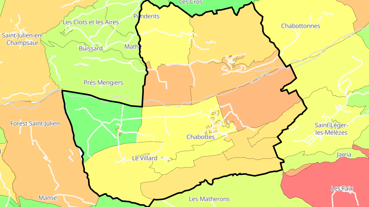 Carte des prix de l'immobilier Chabottes