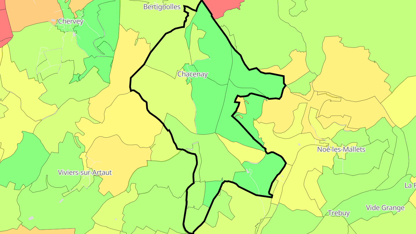 Carte des prix de l'immobilier Chacenay