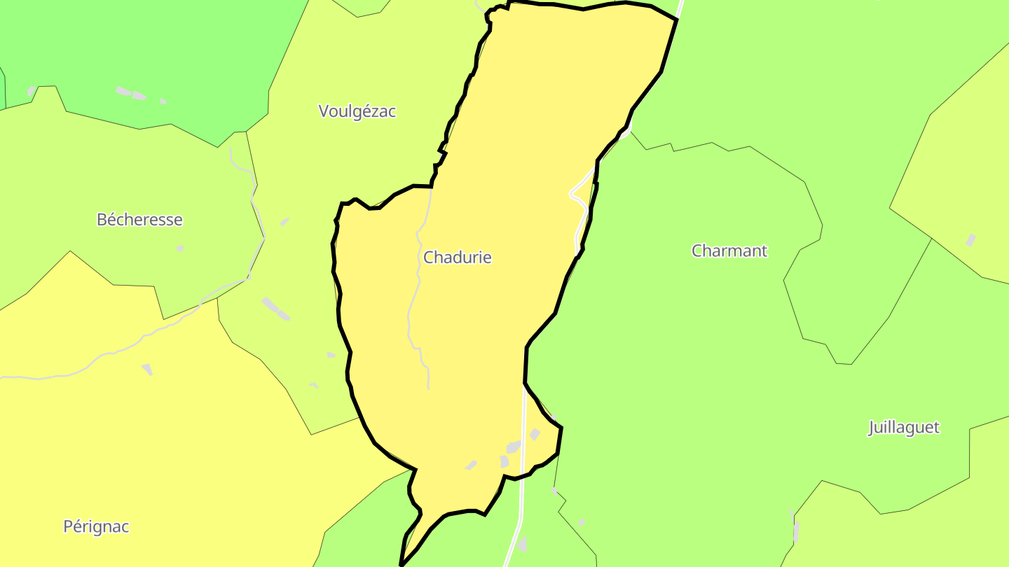 Carte des prix de l'immobilier Chadurie
