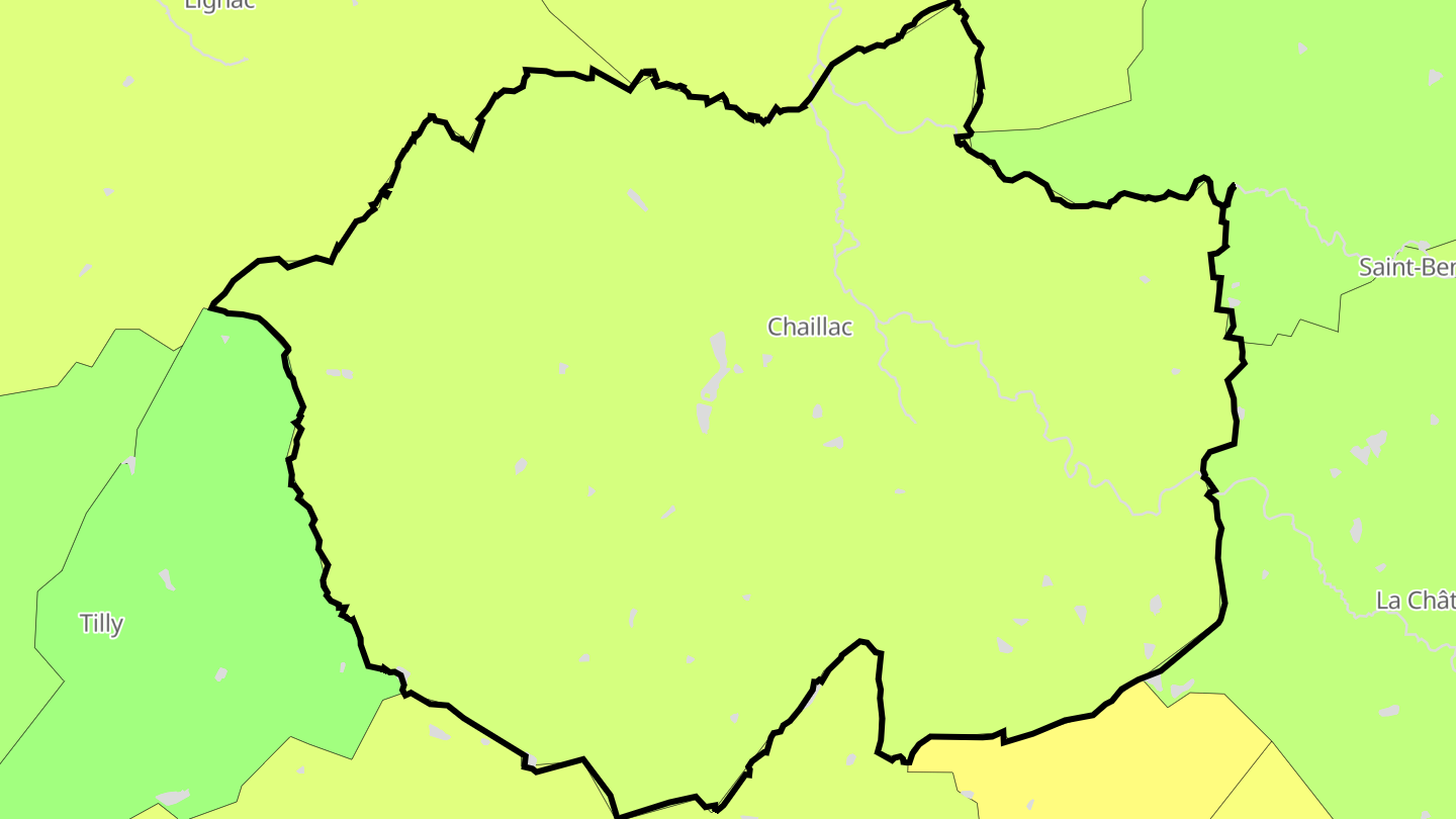 Carte des prix de l'immobilier Chaillac