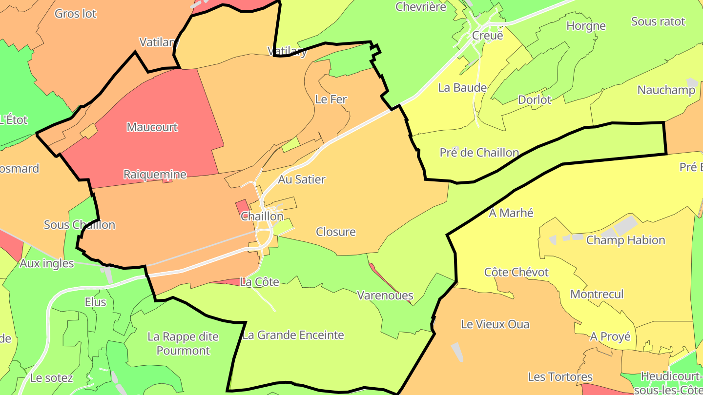 Carte des prix de l'immobilier Chaillon