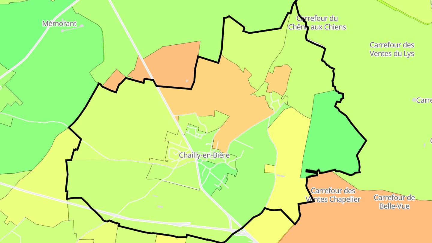 Carte des prix de l'immobilier Chailly-en-Bière