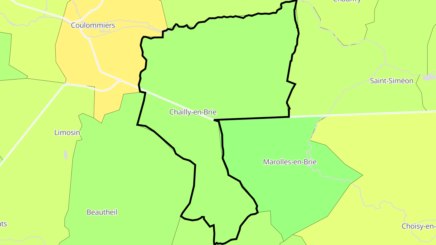 Carte des prix de l'immobilier Chailly-en-Brie