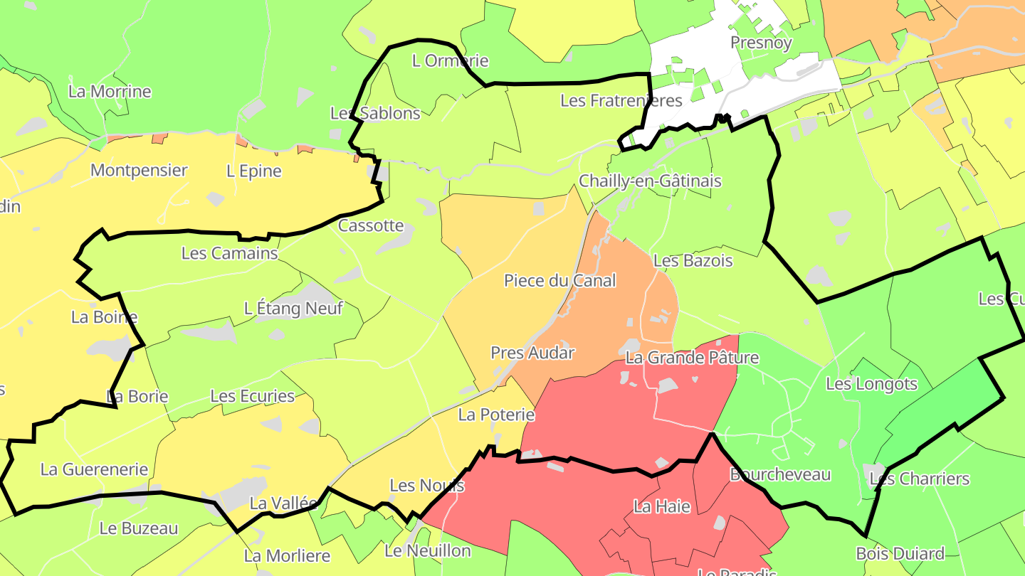 Carte des prix de l'immobilier Chailly-en-Gâtinais
