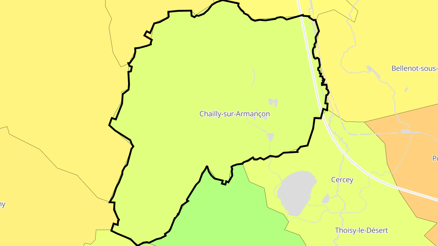 Carte des prix de l'immobilier Chailly-sur-Armançon