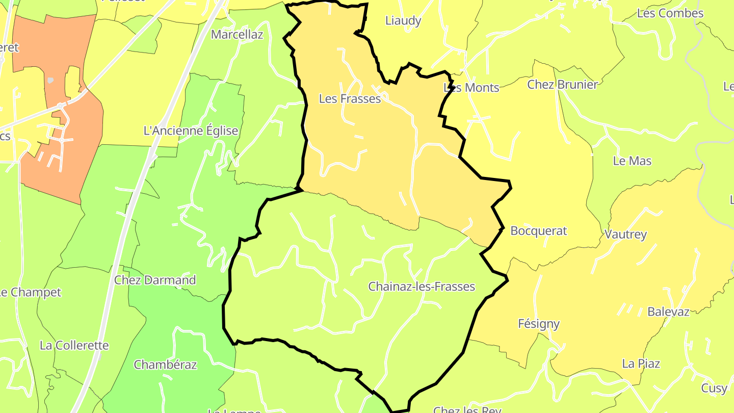 Carte des prix de l'immobilier Chainaz-les-Frasses