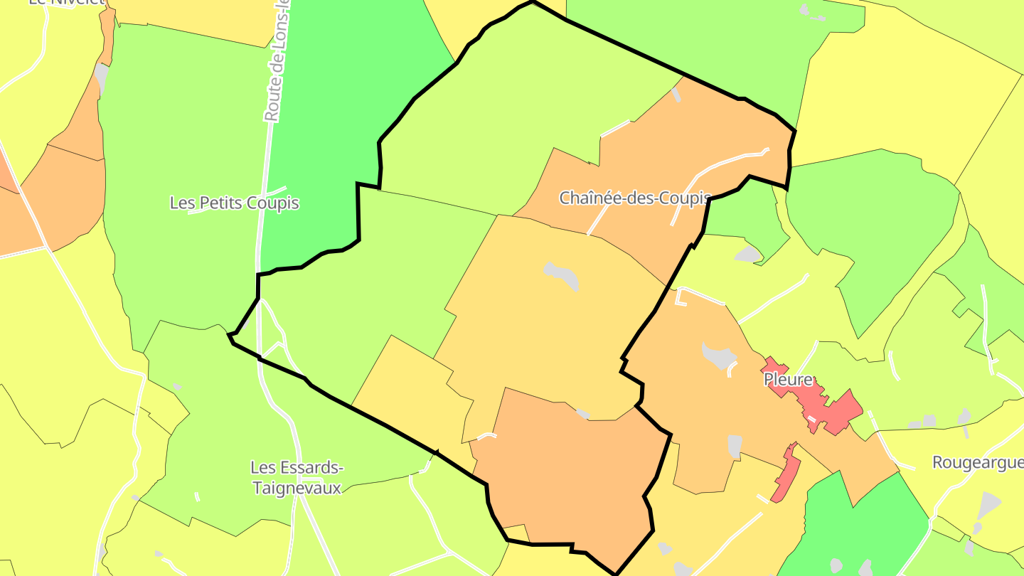 Carte des prix de l'immobilier Chaînée-des-Coupis