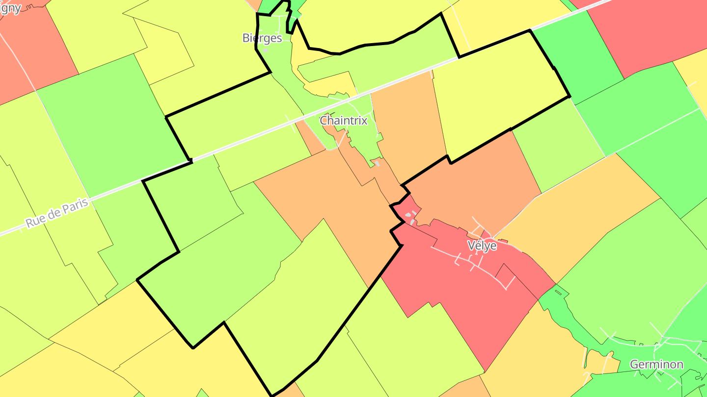 Carte des prix de l'immobilier Chaintrix-Bierges