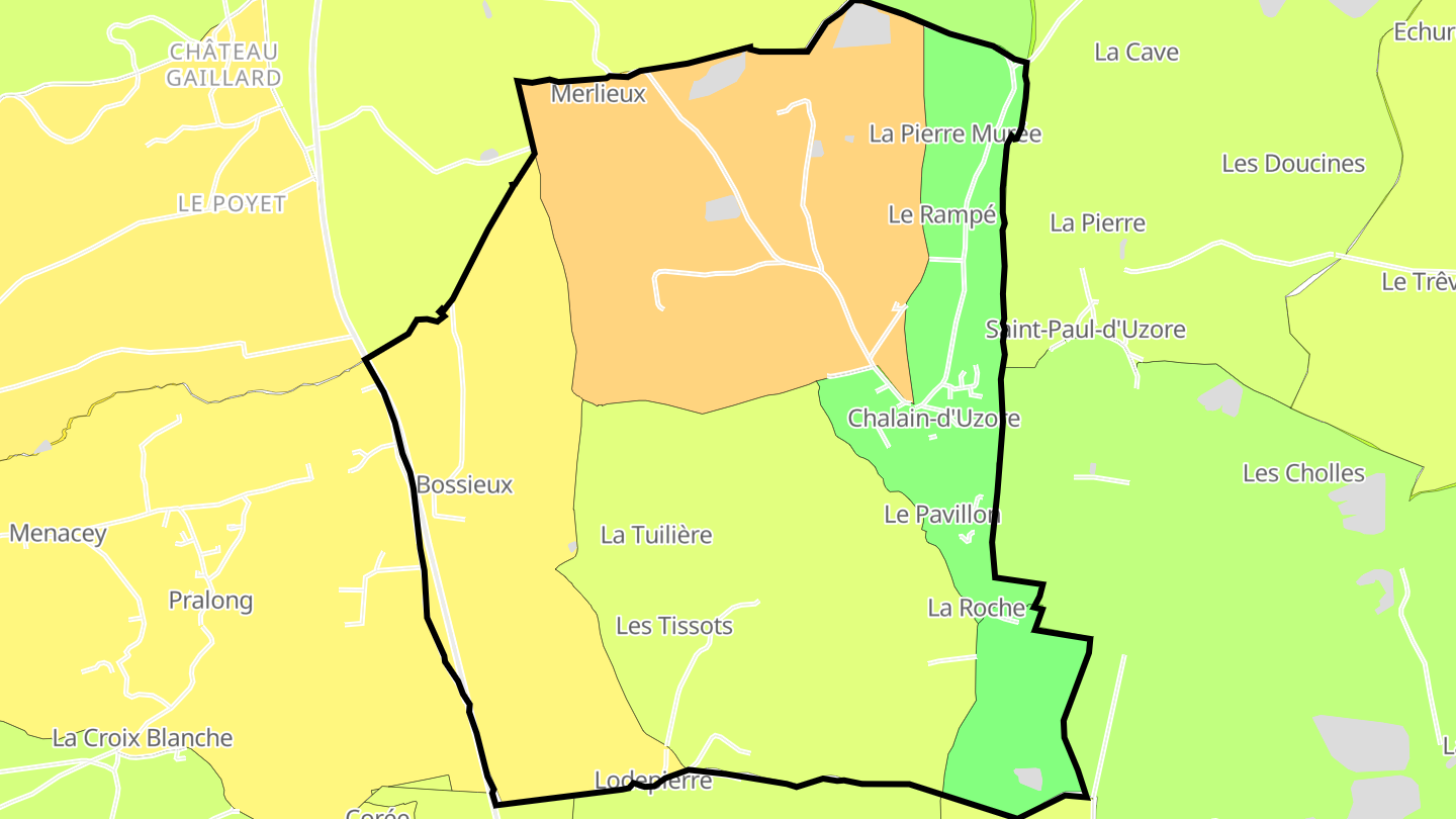 Carte des prix de l'immobilier Chalain-d'Uzore