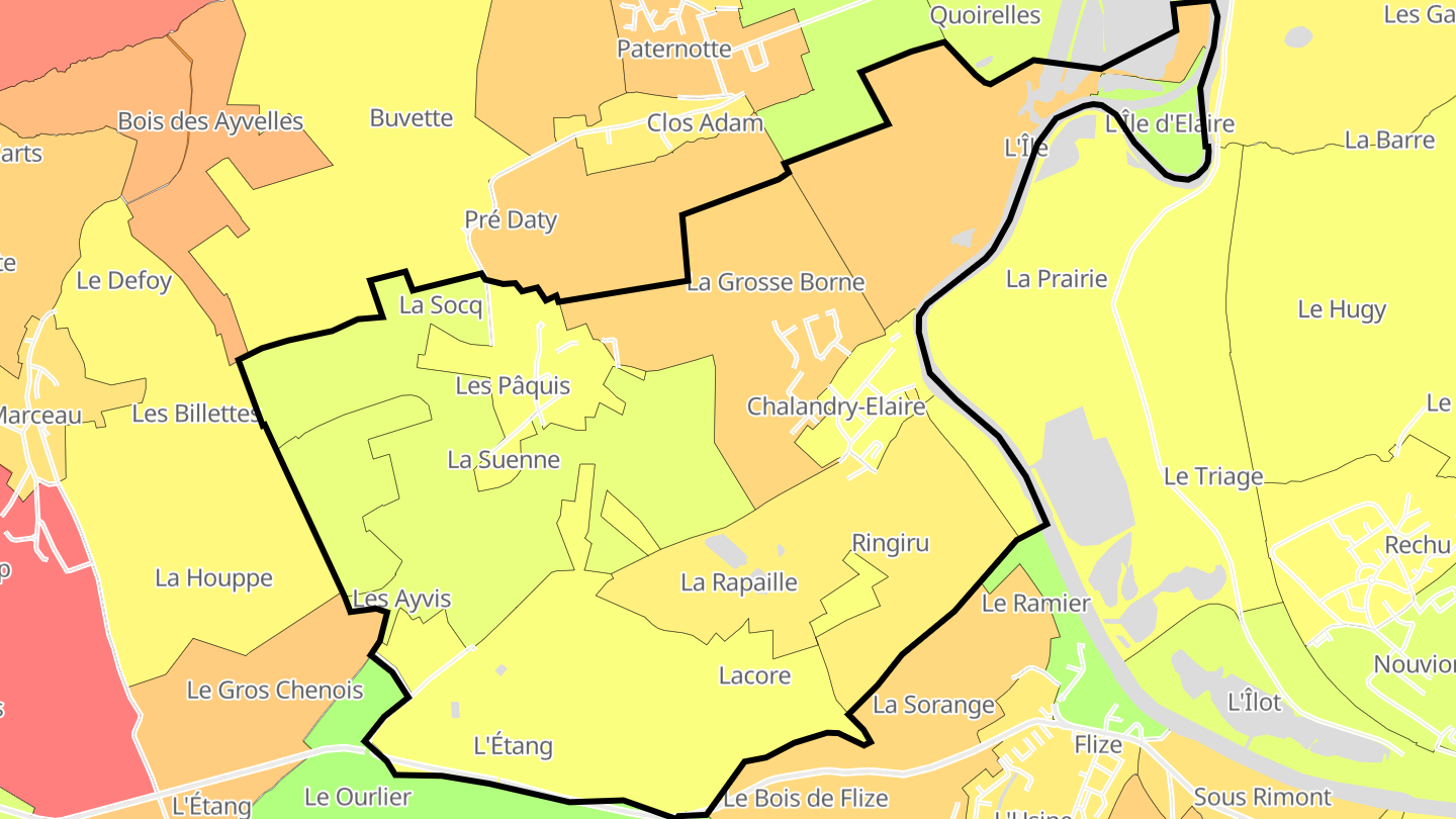 Carte des prix de l'immobilier Chalandry-Elaire