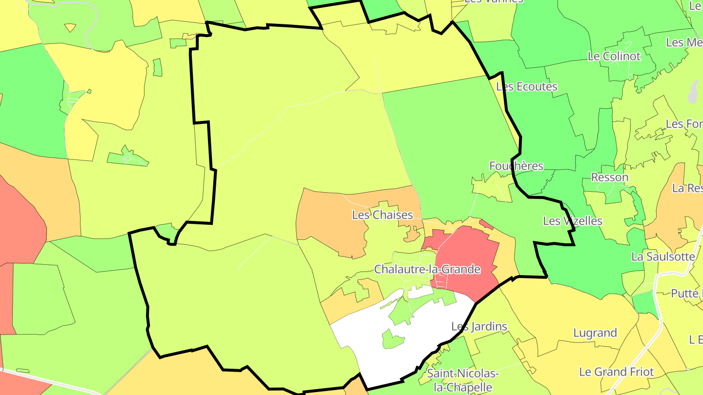Carte des prix de l'immobilier Chalautre-la-Grande