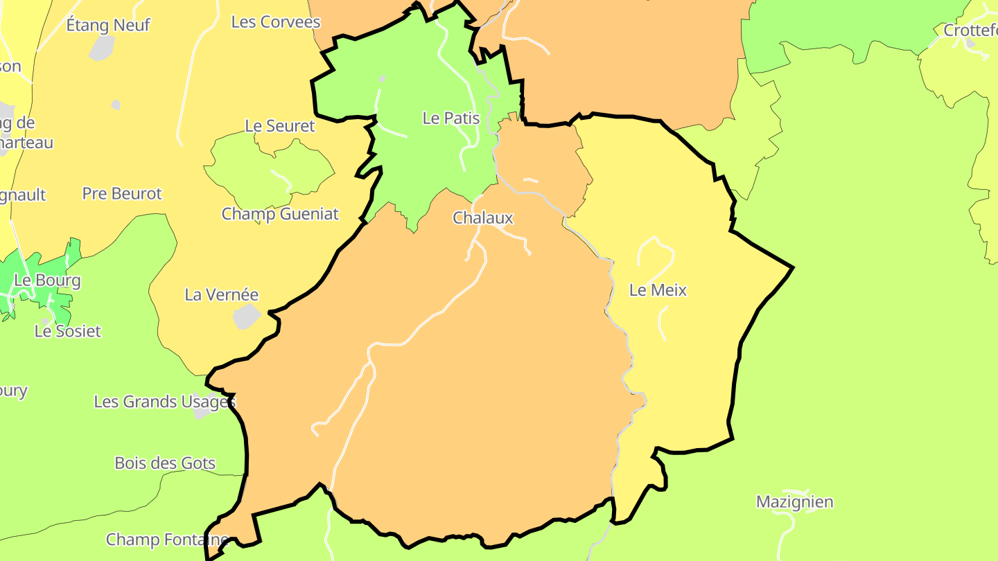 Carte des prix de l'immobilier Chalaux
