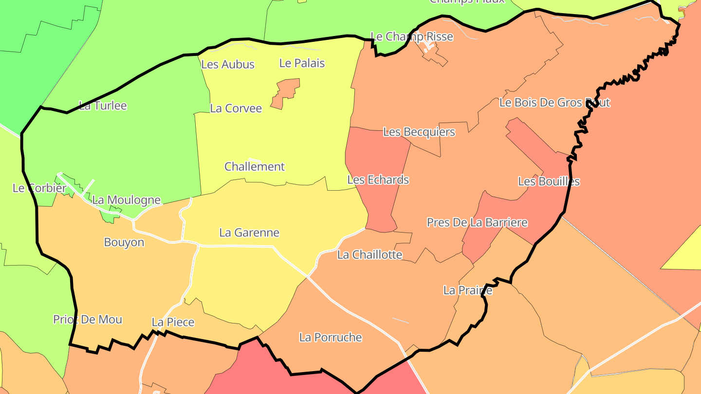 Carte des prix de l'immobilier Challement