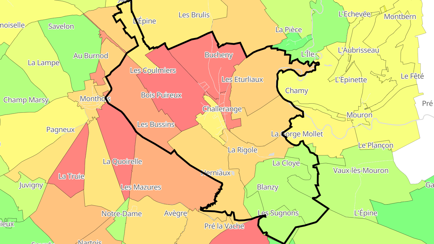 Carte des prix de l'immobilier Challerange