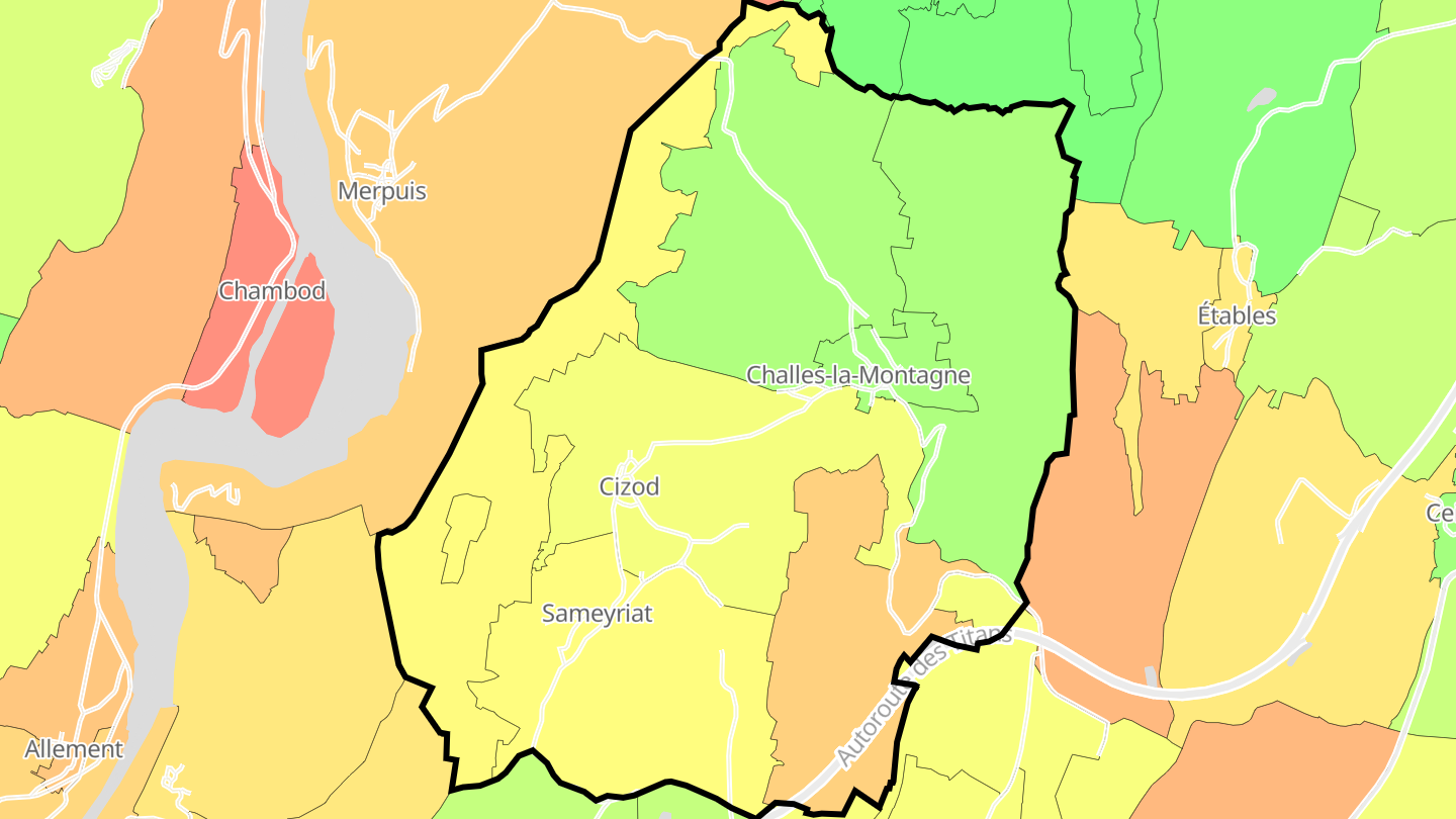 Carte des prix de l'immobilier Challes-la-Montagne