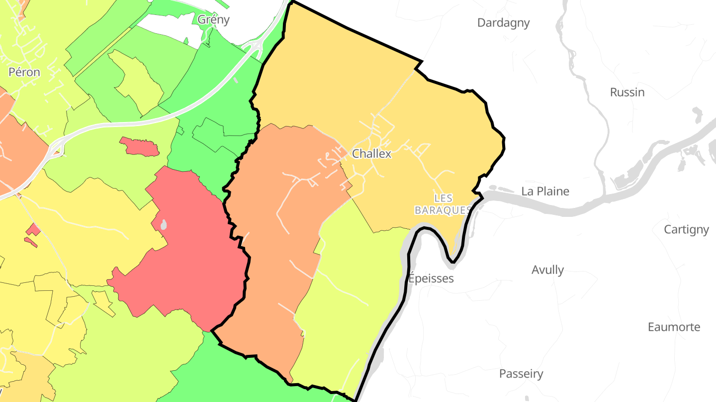 Carte des prix de l'immobilier Challex
