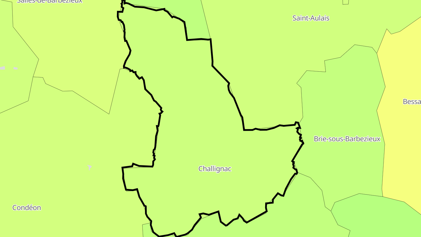 Carte des prix de l'immobilier Challignac