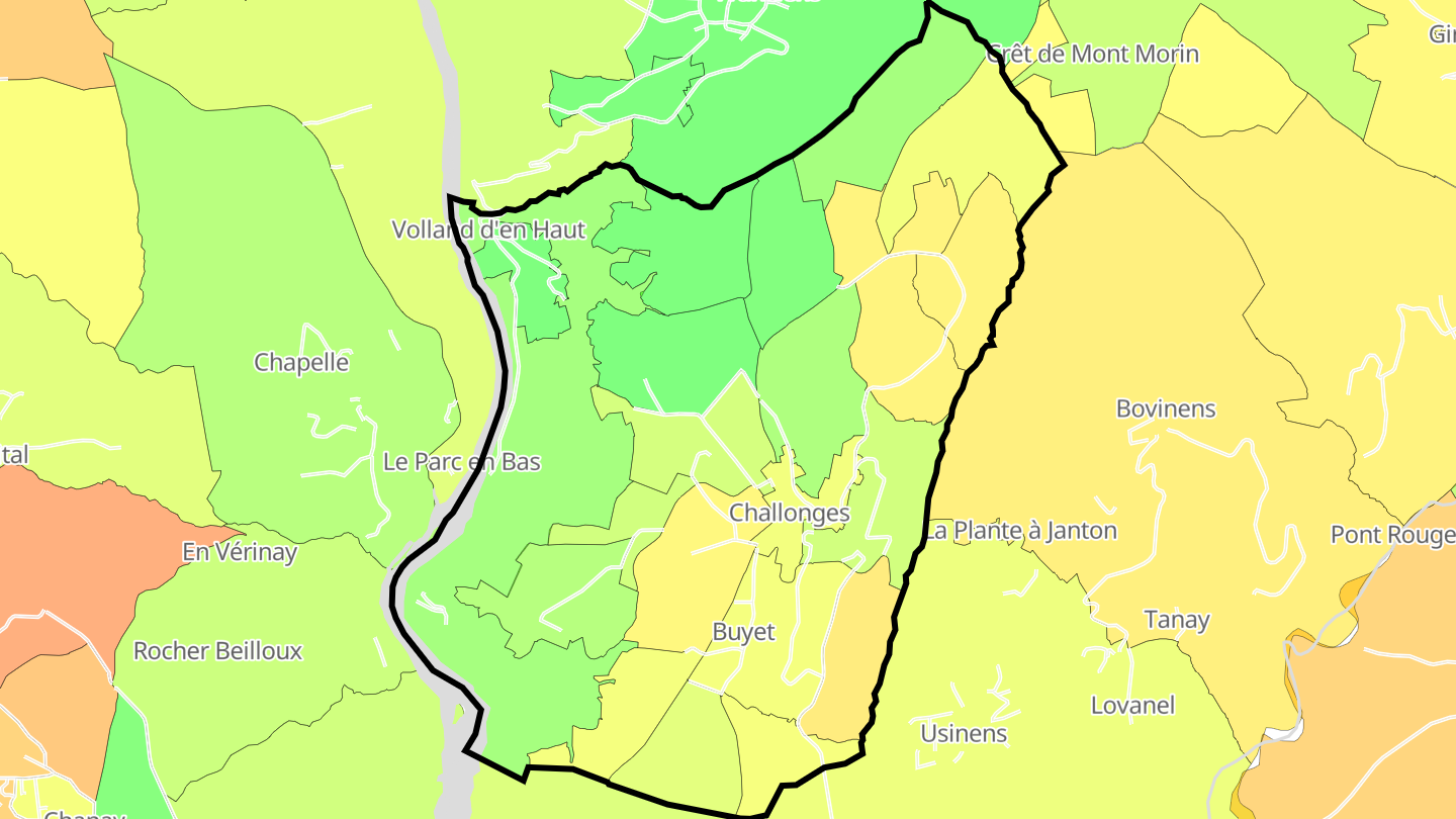 Carte des prix de l'immobilier Challonges