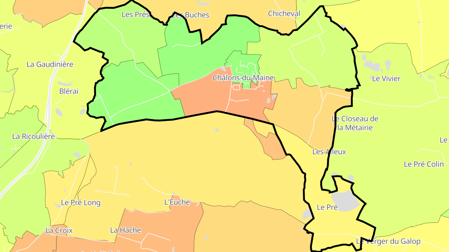 Carte des prix de l'immobilier Châlons-du-Maine