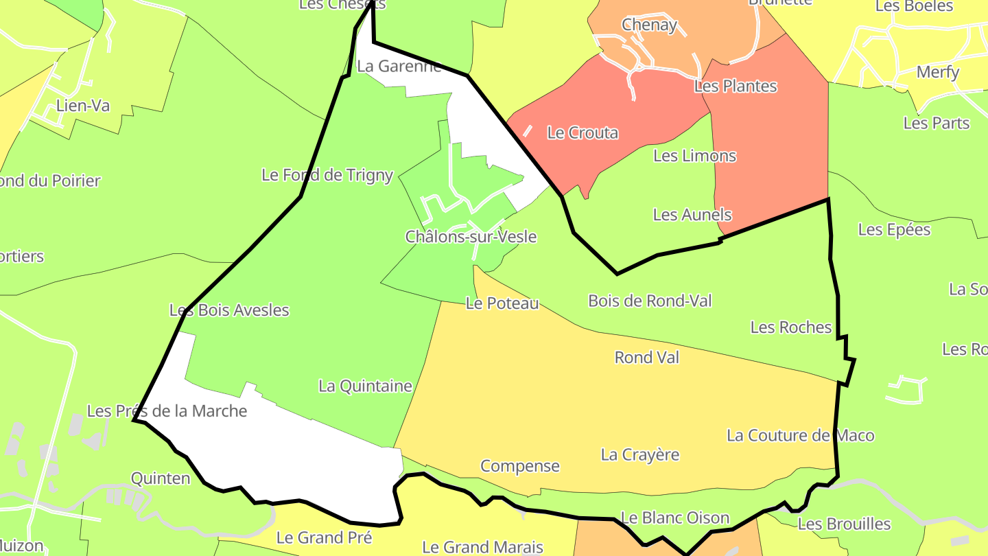 Carte des prix de l'immobilier Châlons-sur-Vesle