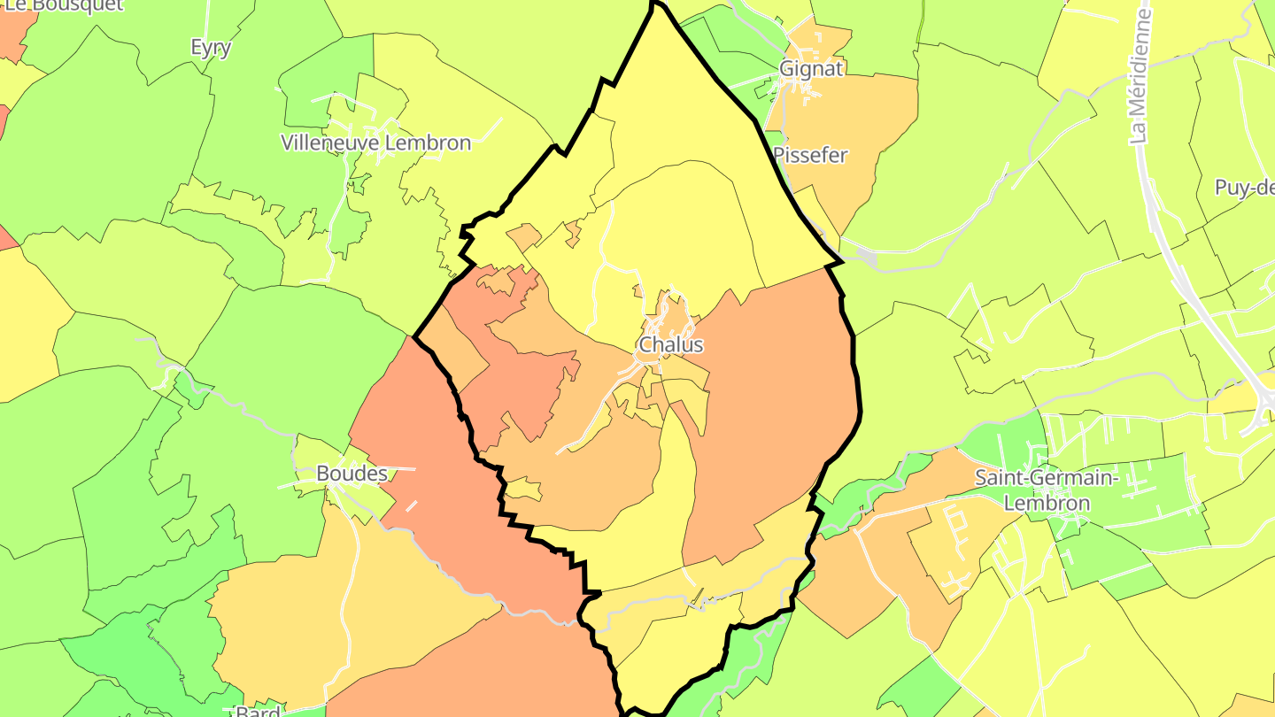 Carte des prix de l'immobilier Chalus