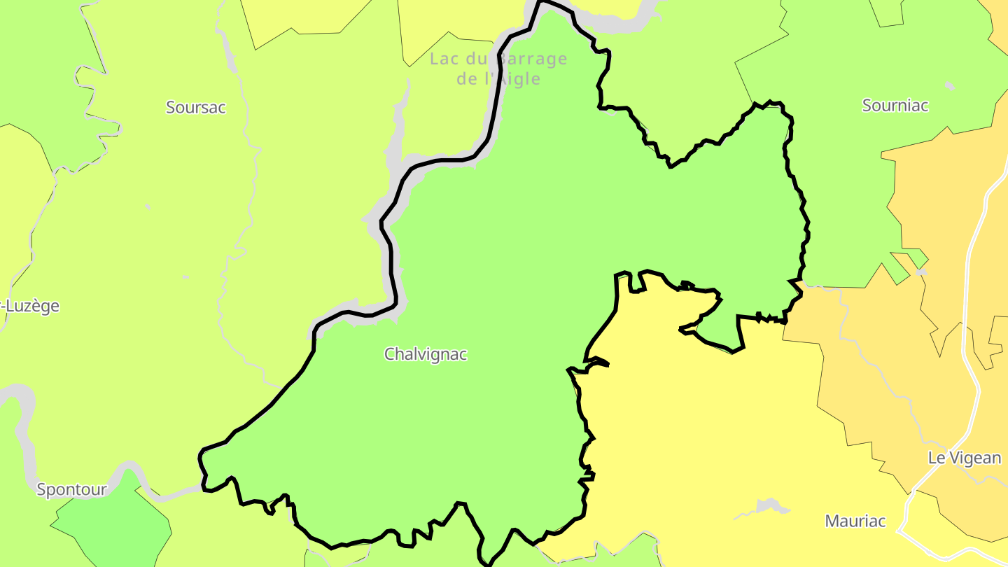 Carte des prix de l'immobilier Chalvignac