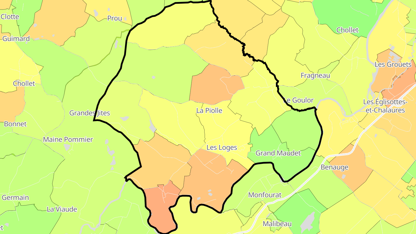 Carte des prix de l'immobilier Chamadelle