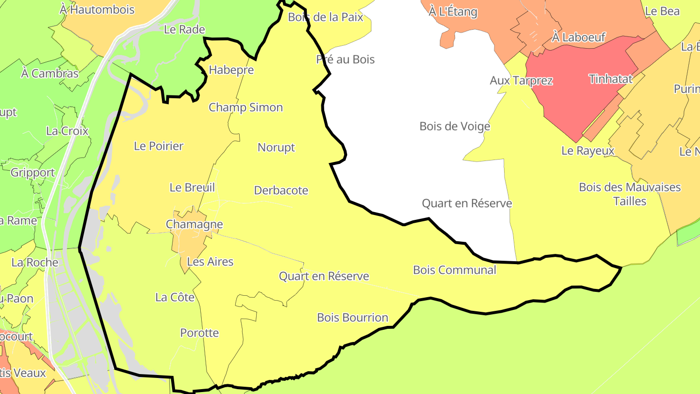 Carte des prix de l'immobilier Chamagne