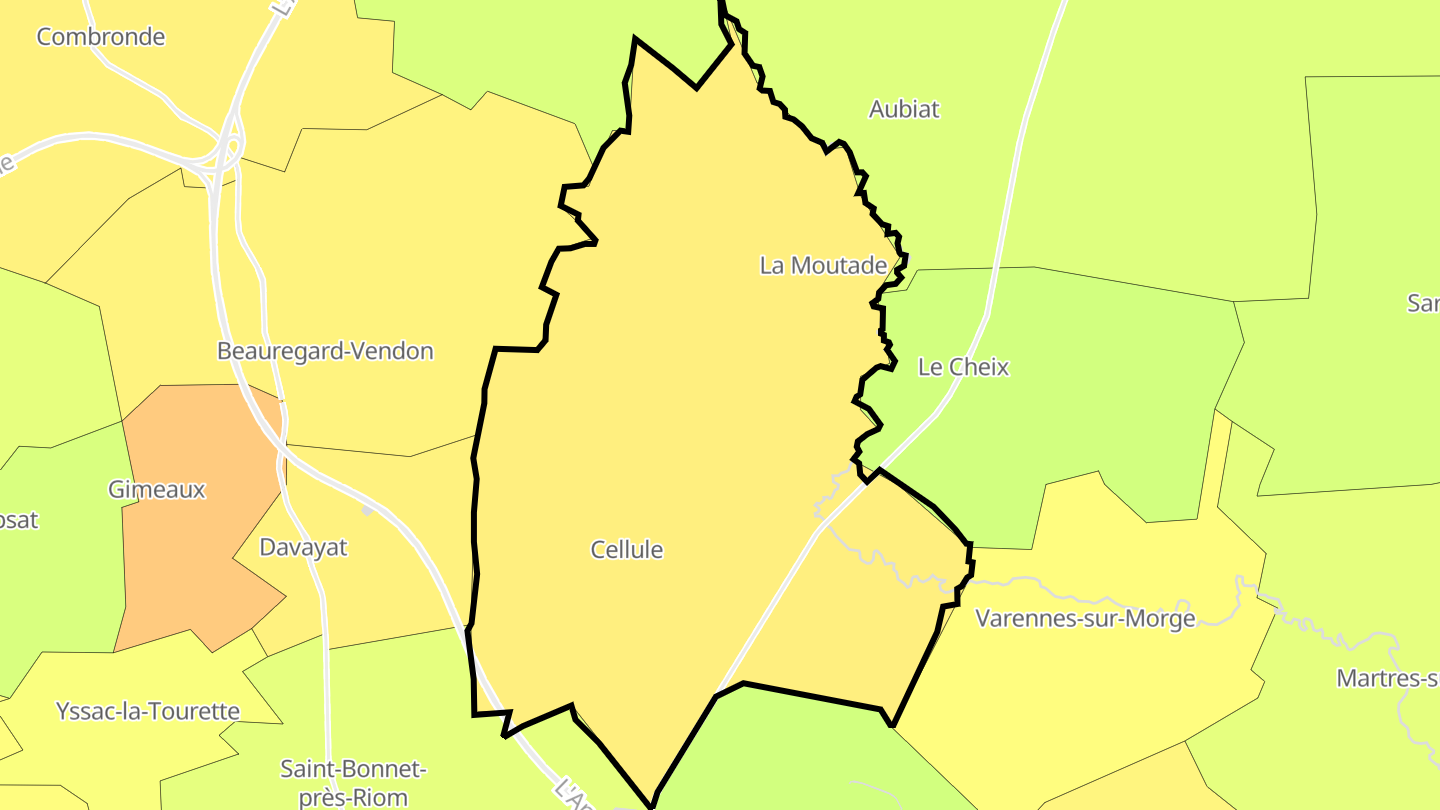 Carte des prix de l'immobilier Chambaron sur Morge