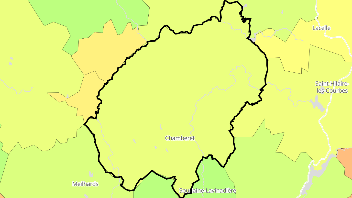 Carte des prix de l'immobilier Chamberet