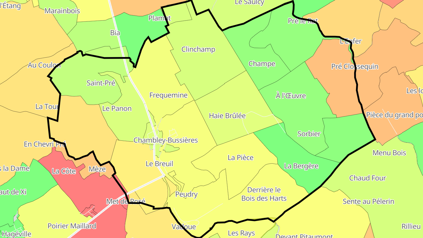 Carte des prix de l'immobilier Chambley-Bussières