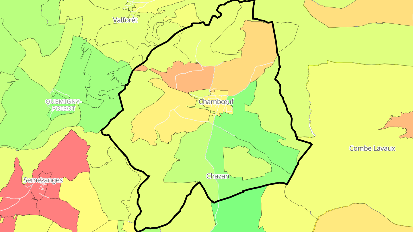Carte des prix de l'immobilier Chambœuf