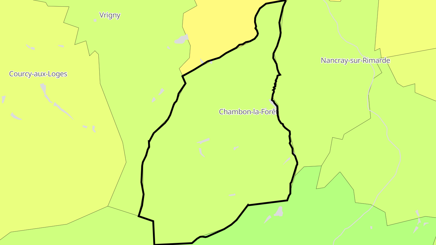 Carte des prix de l'immobilier Chambon-la-Forêt